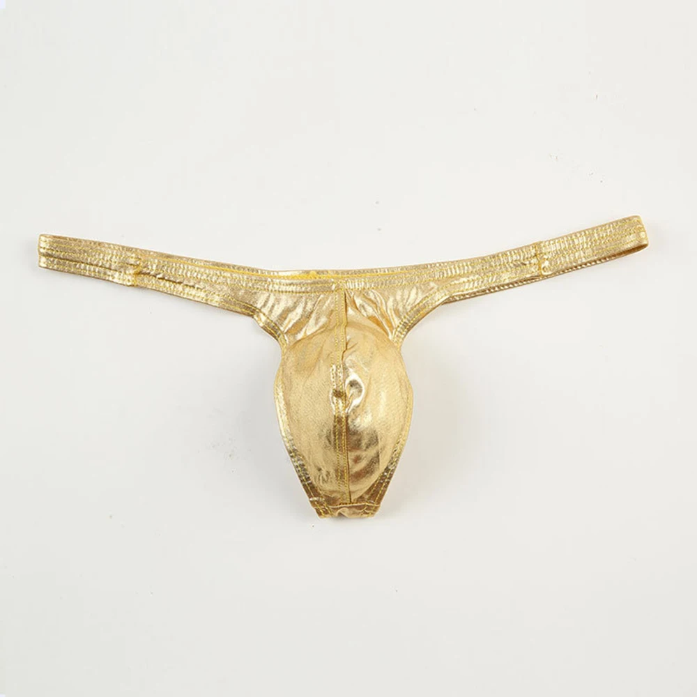 กางเกงชั้นในชายแบบจีสตริง หนังเทียม เนื้อผ้าเงา ทรงเตี้ย น้ำหนักเบา ใส่สบาย แบบทีแบ็ค