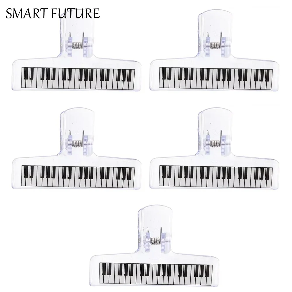 

5Pcs Transparent Acrylic Acrylic Music Stand Strong Grip Test Paper Organizer Score Holder Piano Pattern Anti-slip Office Folder