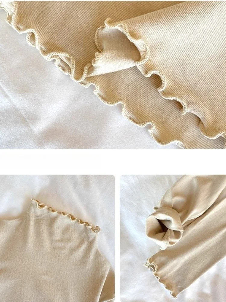 2025 المرأة ضئيلة طويلة الأكمام قاعدة قميص المألوف الياقة المدورة الصلبة الخريف تي شيرت شتوي الكورية نمط بسيط قاعدة طبقة القمم