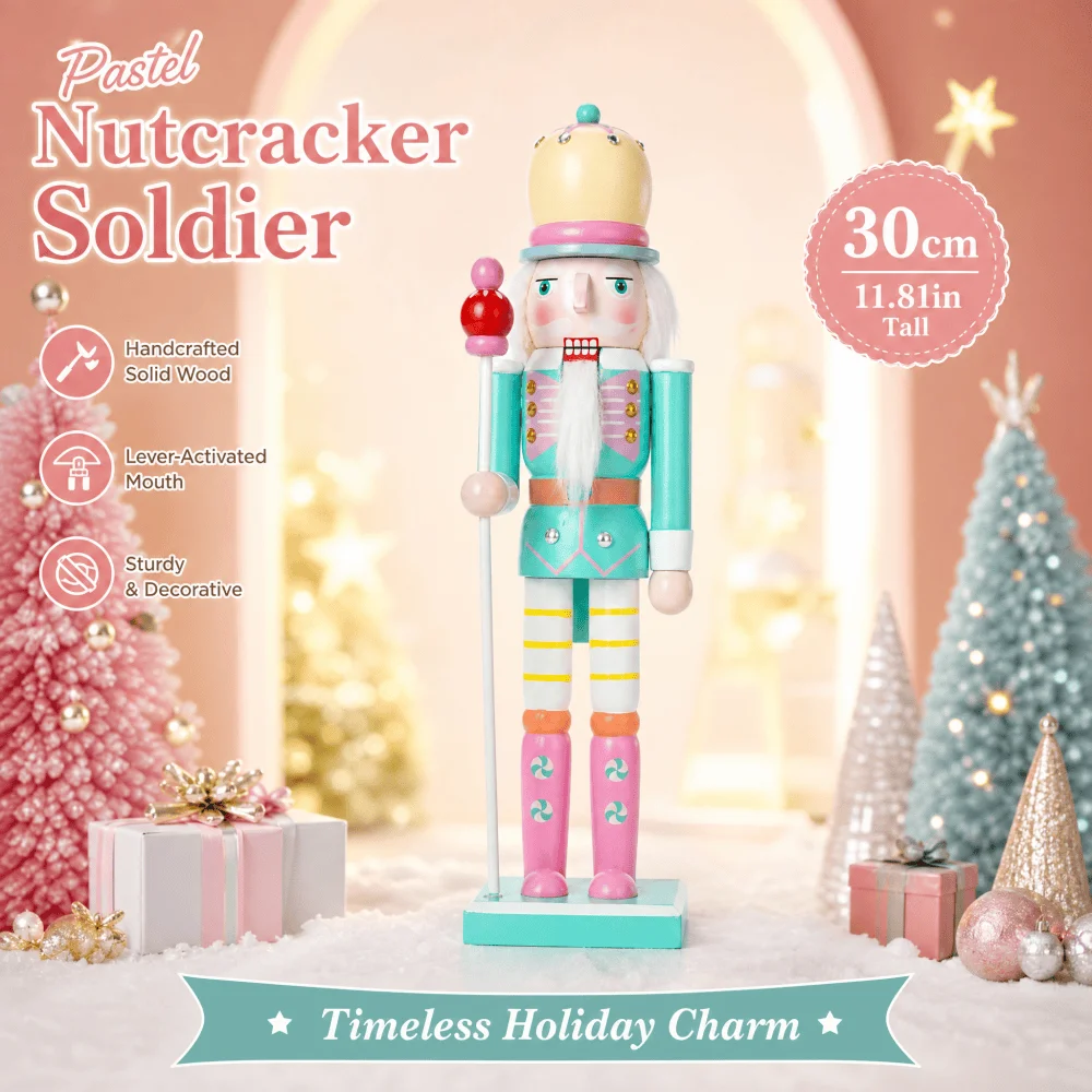 30CM Candy-Serie Holz-Nussknacker-Soldatenfigur, Handgefertigte Weihnachts- und Neujahrsdekoration für Zuhause und Büro, Geschenkidee – Detail 5