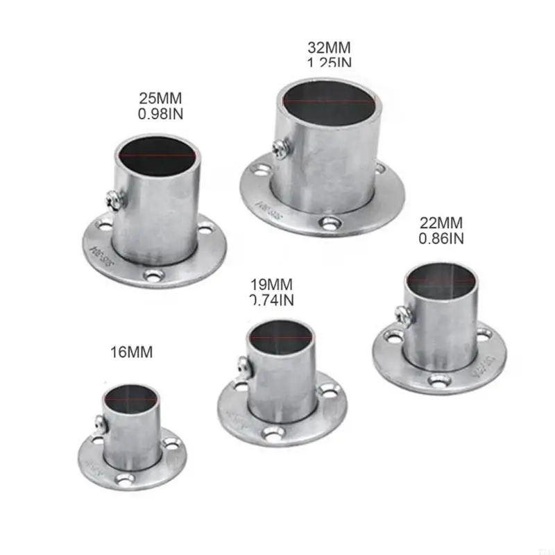 77JA 스테인리스 강관 브래킷 16-32mm Dia Tube 지원 옷장 교수형 레일로드 폴 소켓 엔드 홀드 용 좌석.