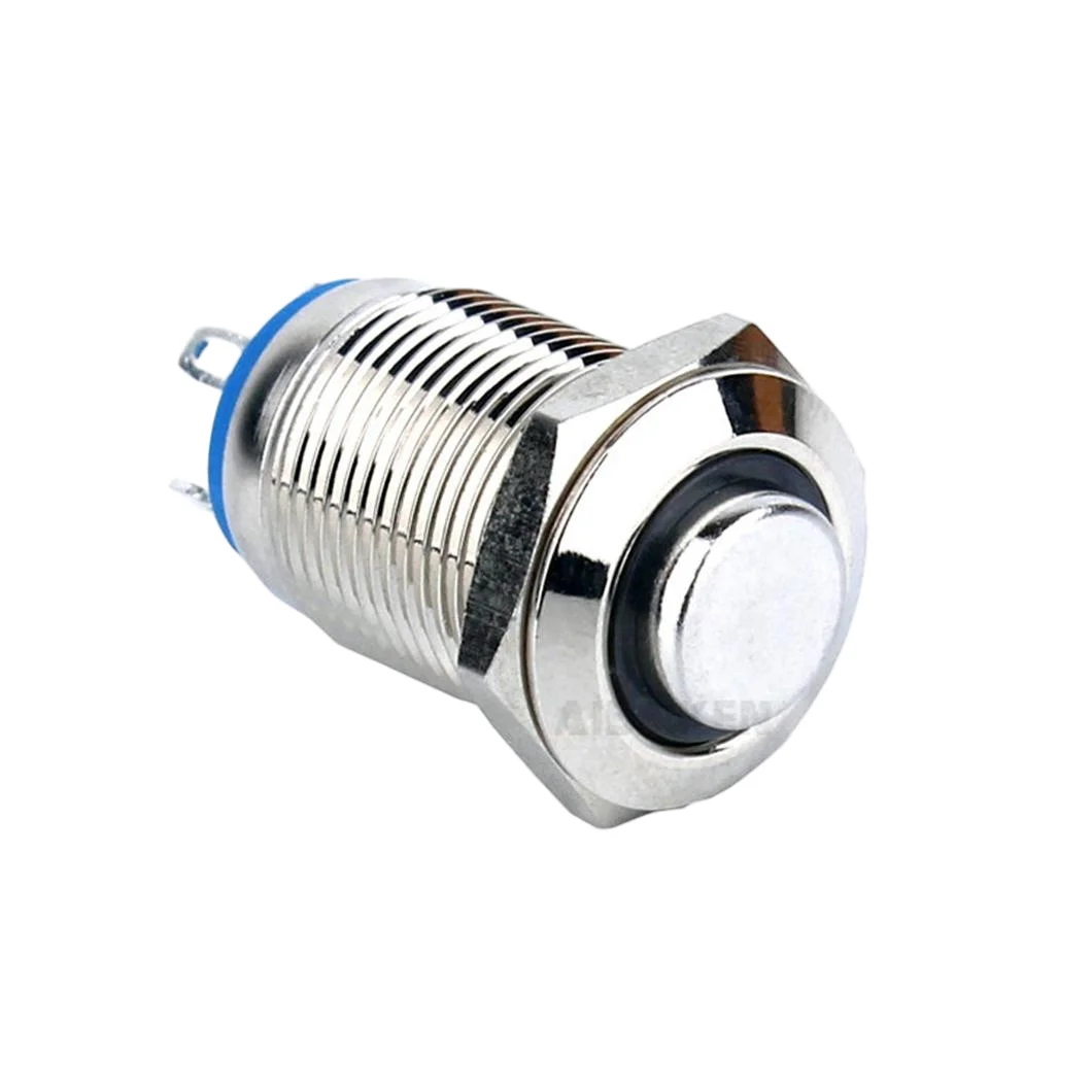 12MM Metal Push Button Switch with LED Ring Light 1NO Reset Push Button with 4 Pin Terminal 3-220V 2A IP65 Waterproof