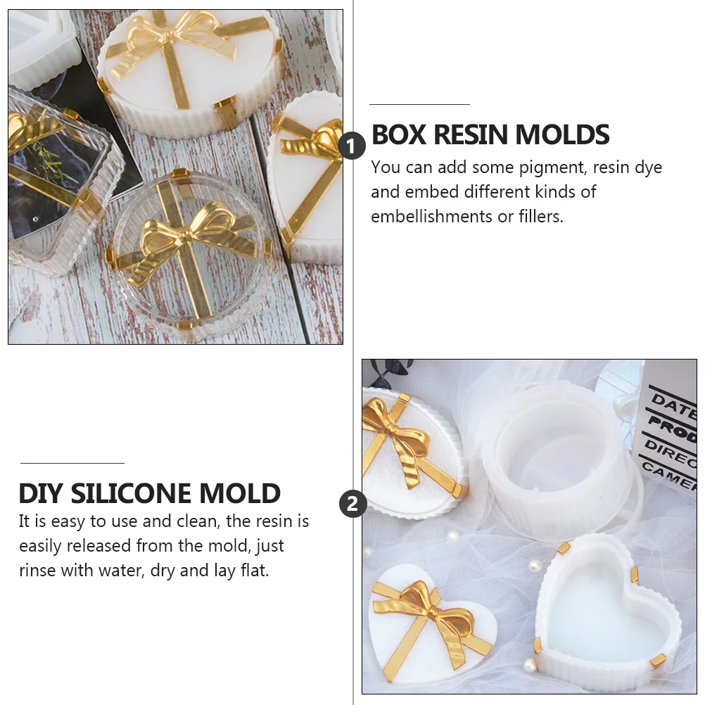 

1 Set Crystal Epoxy Resin Diy Round Storage Gift Box Mold Silicone Bow Jewelry Craft Mold Creative Decorative Ornament Gift Box