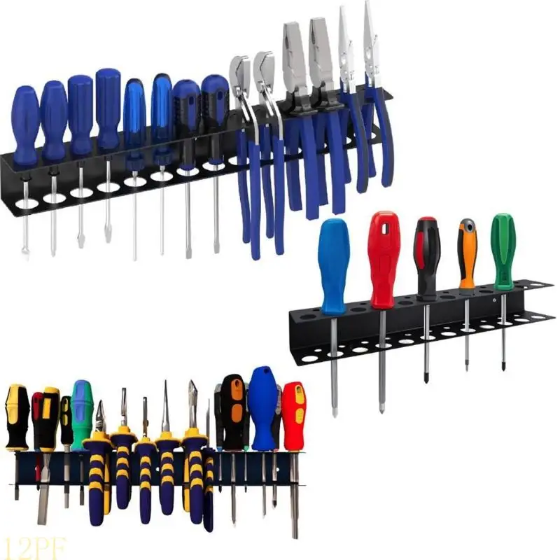 12PF Screw Driver Wall Mount Screwdriver Organization Metal Rack Utility Tool Rack