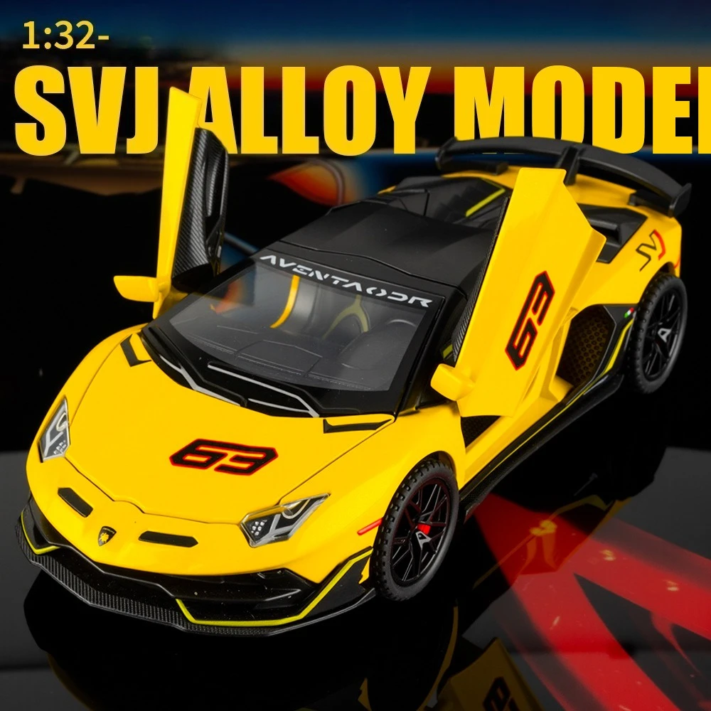 1:32 Aventador SVJ 63 versione rimovibile Super Sports Car in lega di metallo pressofuso modello di auto suono e luce tirare indietro regalo di compleanno ragazzo