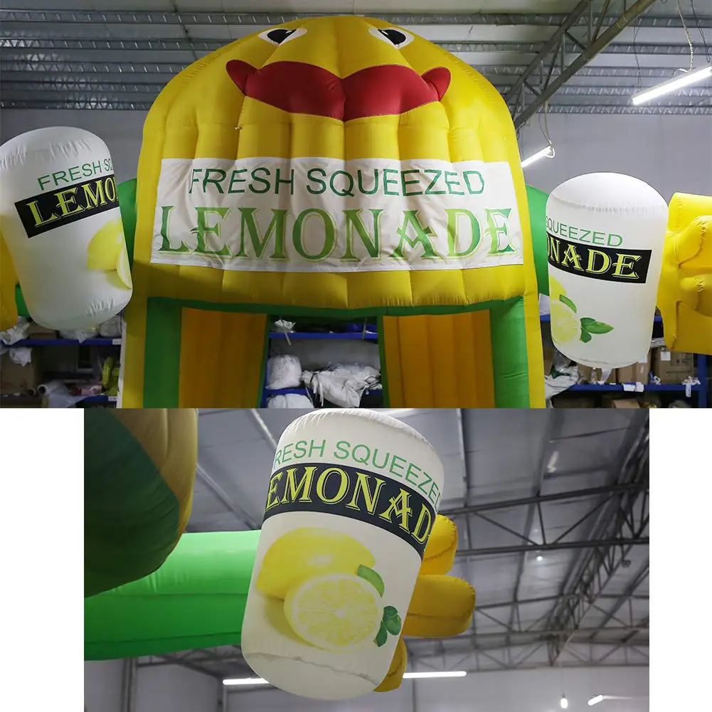 Concession Giant Booth  Inflatable Lemonade  Stand Outdoor Lemon Sale Stand with Air Blower for Events Advertising Promotion