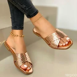 Plus Size Ladies Slippers Women Fashion Cross Sandals 2023 New Summer Women Shoes Outdoor Flat Sandals Slippers Sandalias Mujer