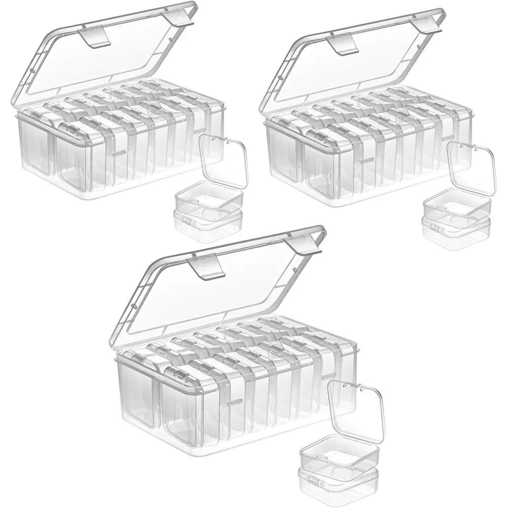 

45-Piece Clear Plastic Bead Storage Set with Hinged Lids for Craft Supplies