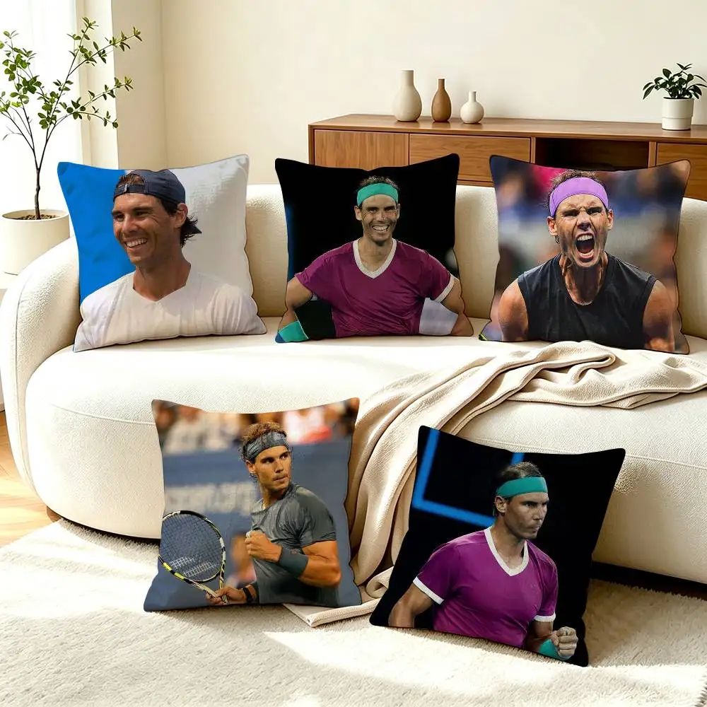 R-Rafael Nadal S-Spain Tennis Star   Pillow Case Square Double-Sided Sofa Cushion Cover Bedroom Bedside Pillow
