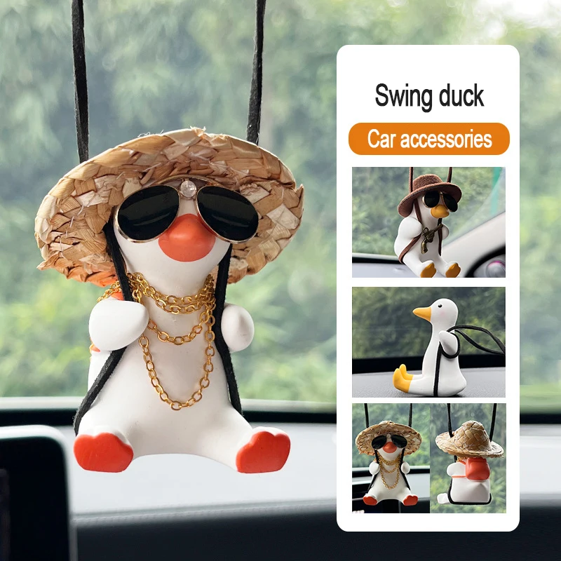 Car Pendant Swing Duck Car Rearview Mirror Pendant Pendant Anime Car Accessories Interior Decoration Gift