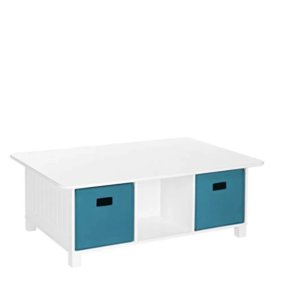 

RiverRidge 6 Cubby Storage 2pc Activity Table White with Turquoise Bins