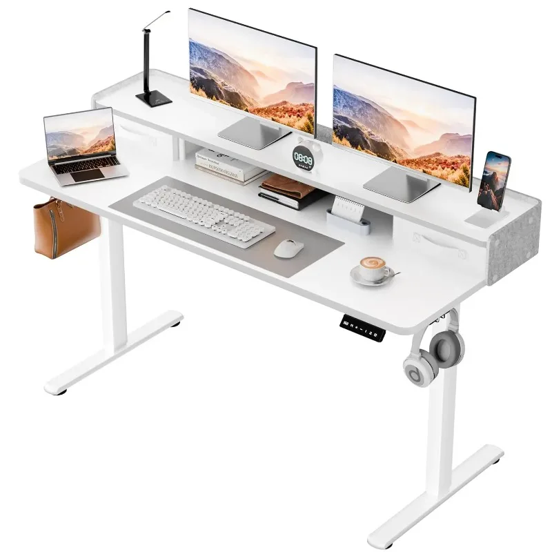 Electric Standing Desk With 2 Drawers, Adjustable Height Computer Desk With Storage Sit Stand Table With Storage, Customized