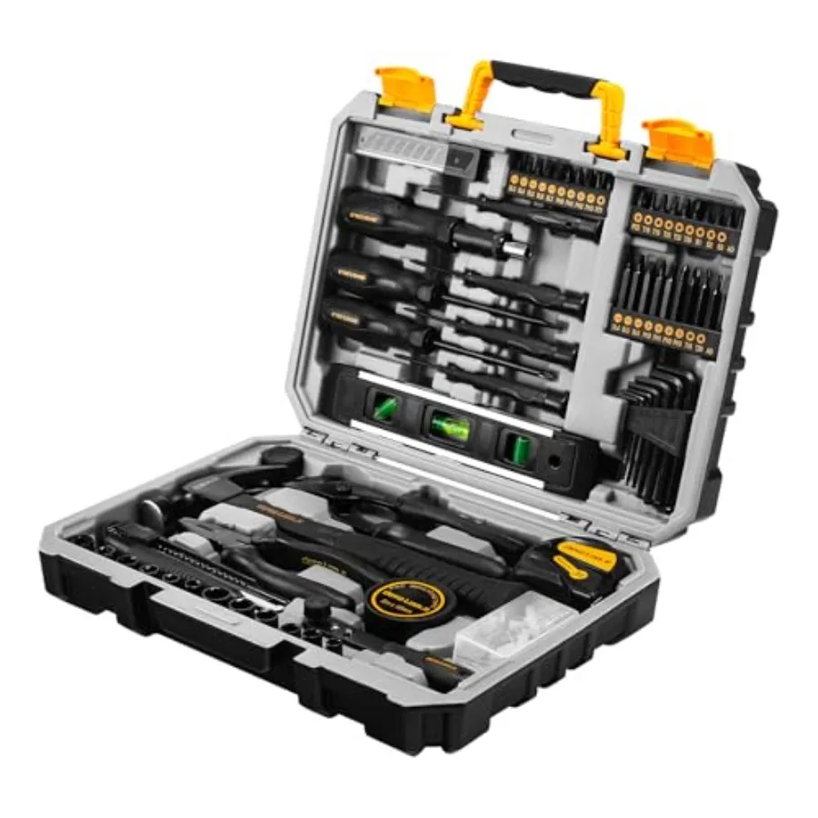 

Набор инструментов из 150 предметов: универсальный комплект ручных инструментов для дома и ремонта с пластиковым кейсом для хранения, для DIY-проектов