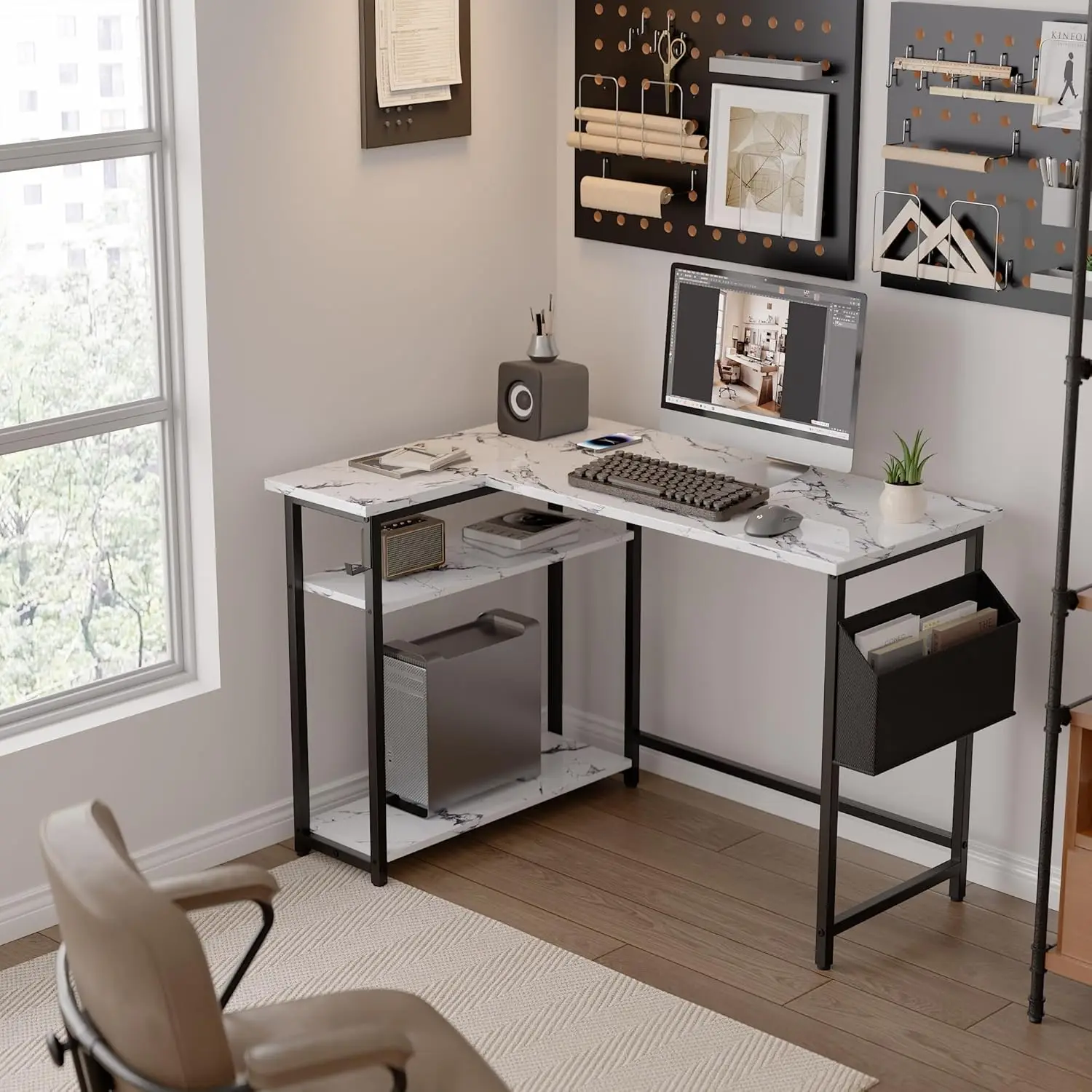Computer Desk Wood 40 Inch Reversible All Seasons Black