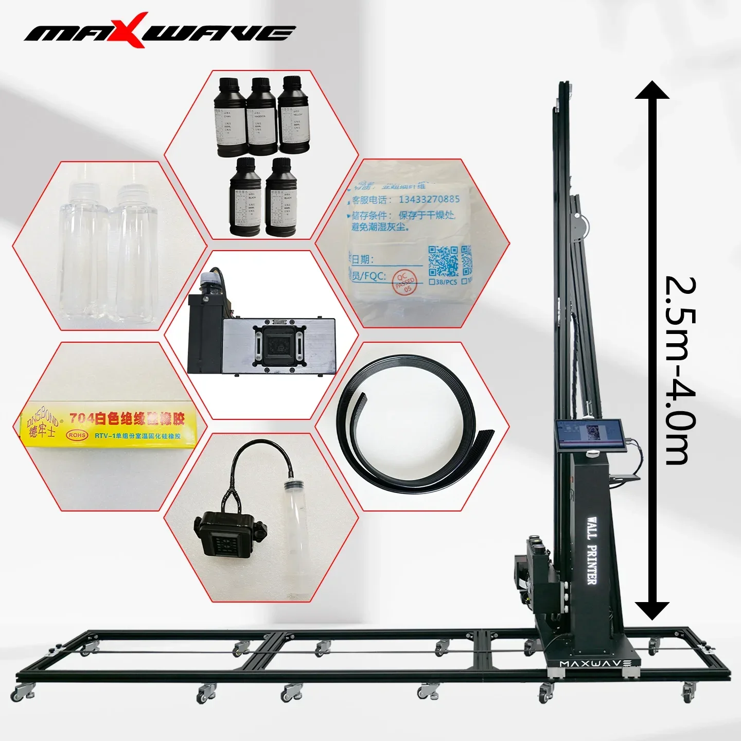 Wallpen-Machine d'impression murale verticale UV, CMJN + W