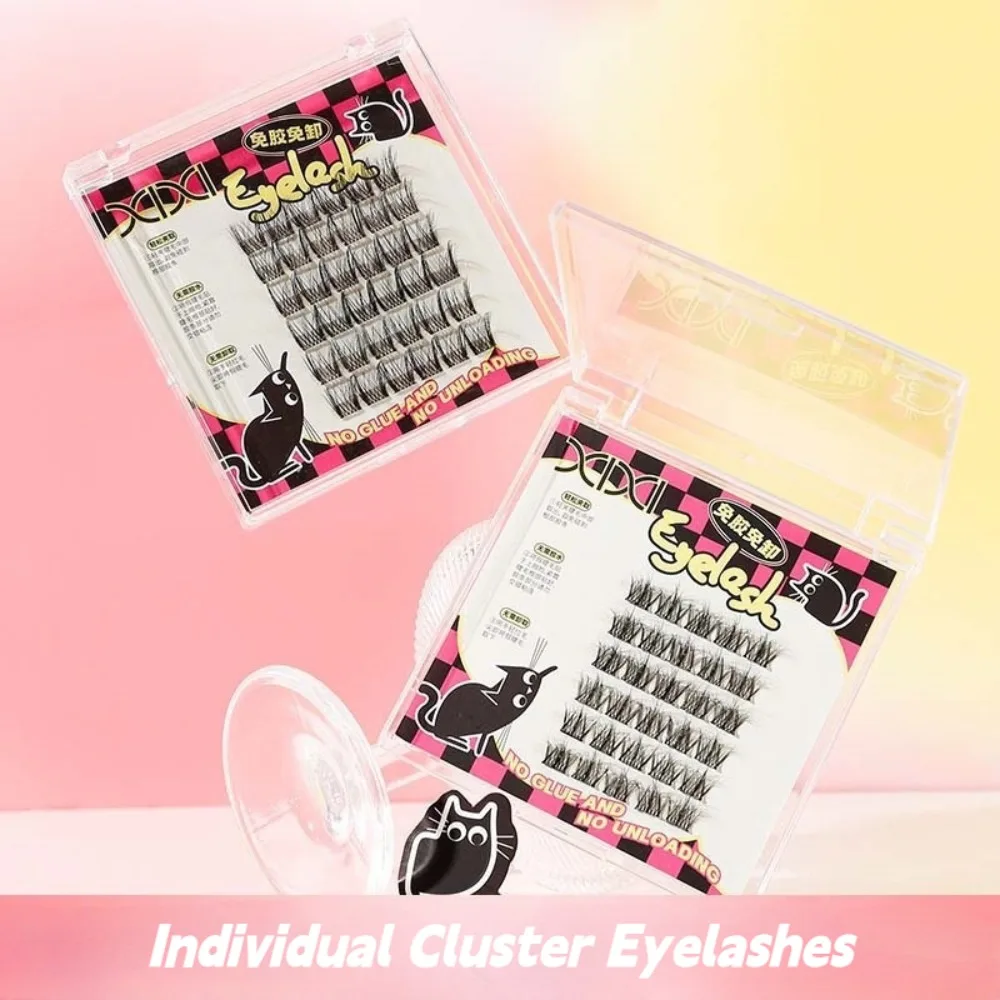 

Segmented Glue Free False Eyelashes DIY Crossing Shape Individual Cluster Eyelashes Large Capacity Reusable