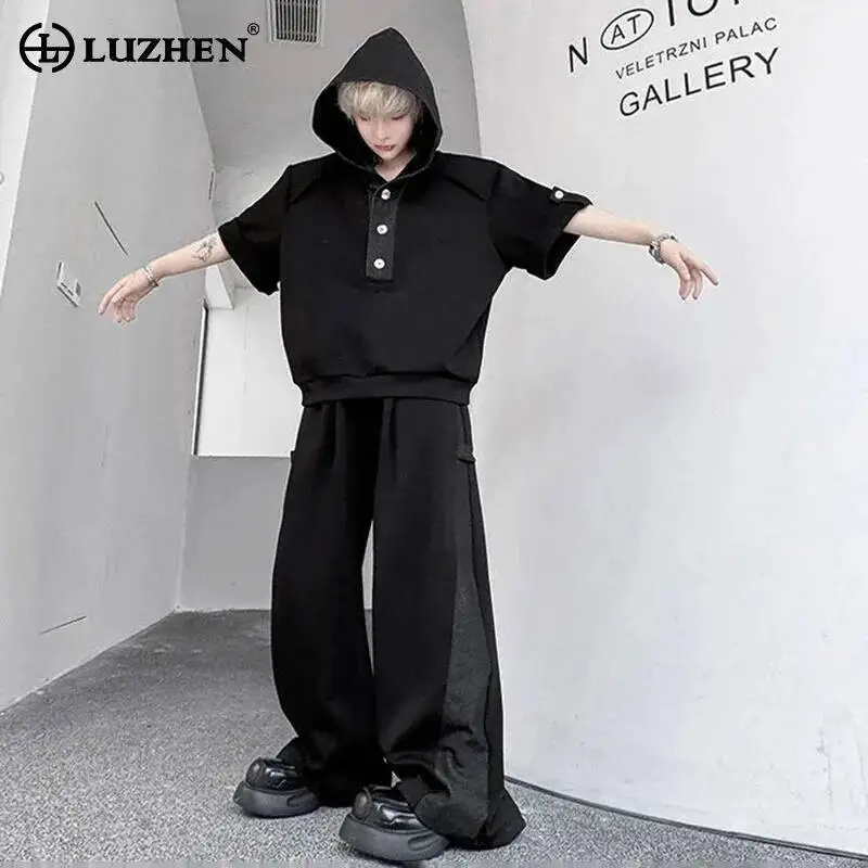 

LUZHEN 2026 New Street Two-piece Sets Men's Fashion Handsome Original Hoodies Color Contrast Loose Straight Casual Pants JY6581