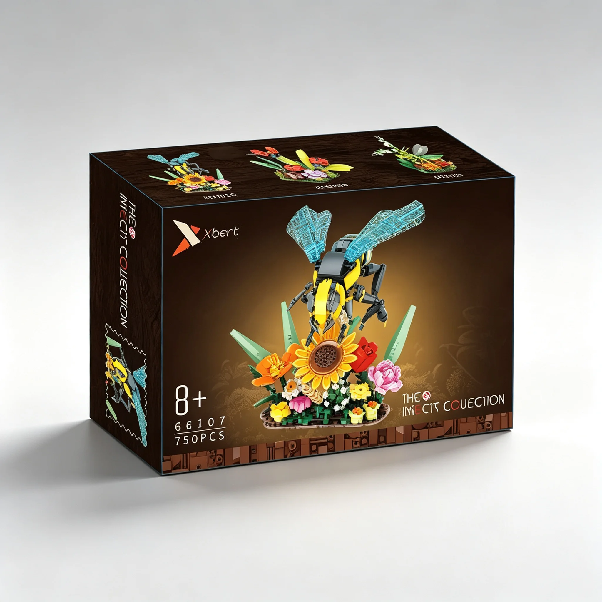 Insect Bee Model 750PCS Blocks set Compatible with Lego Floating Stand Floral Base STEM Toy Gift for Teen Women Nature Lovers