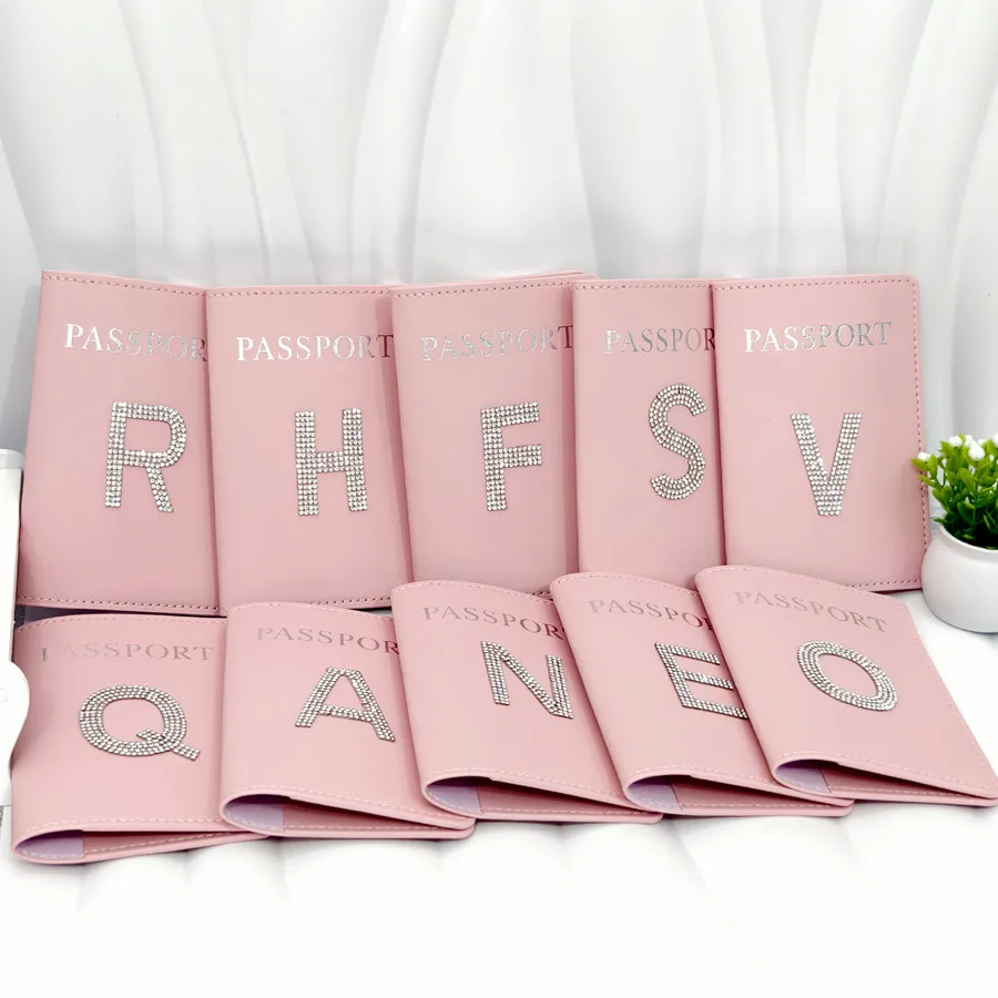 1 Piece Rhinestones Letter A-Z Passport Cover Case Holder Passport Wallet Card Holder Fashion Travel Accessories For Flight