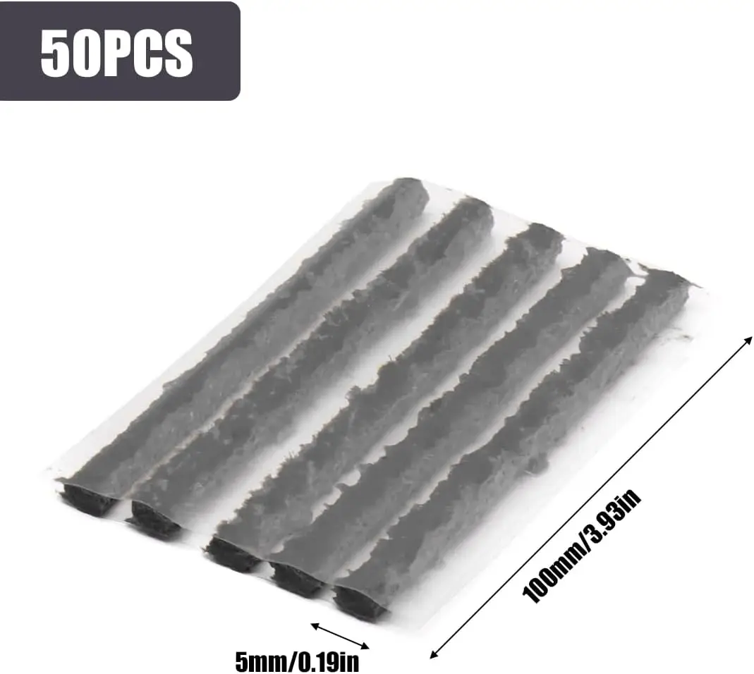 new sale Rubber 50x Car Bike Tyre Tubeless Seal Strip Plug Tire Puncture Repair Recovery Kit Set