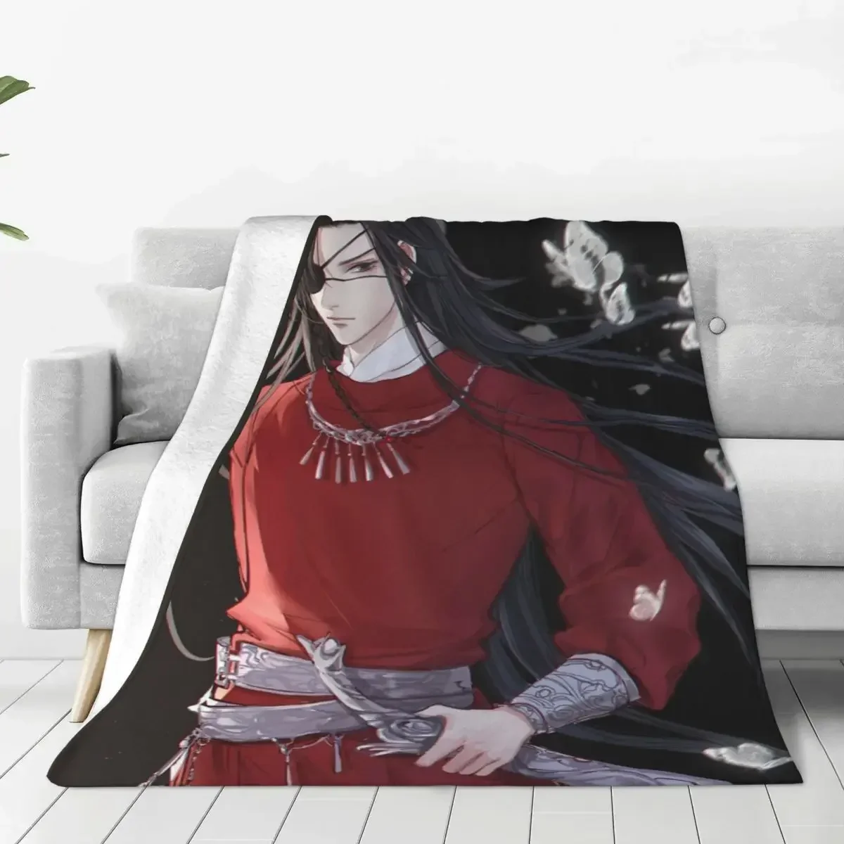 Heaven Official's Blessing Hua Cheng Knitted Blankets Super Soft Warm Microfiber Fabric Blanket for Couch Throw Travel Adult