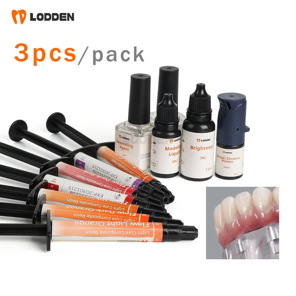

3PCS/PACK Dental Lab Flowable Composite Resin Light Cure Gum Glue Gingival Aesthetic Composite Resin 18 Gumy Indicator