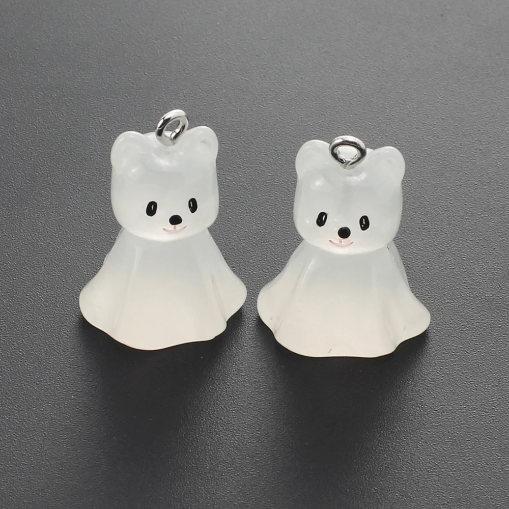 10pcs Cute Luminous Cartoon Dog Resin Charms Kawaii 3D Animal Pendants for Earrings Jewelry Keychain Making Diy Dollhouse