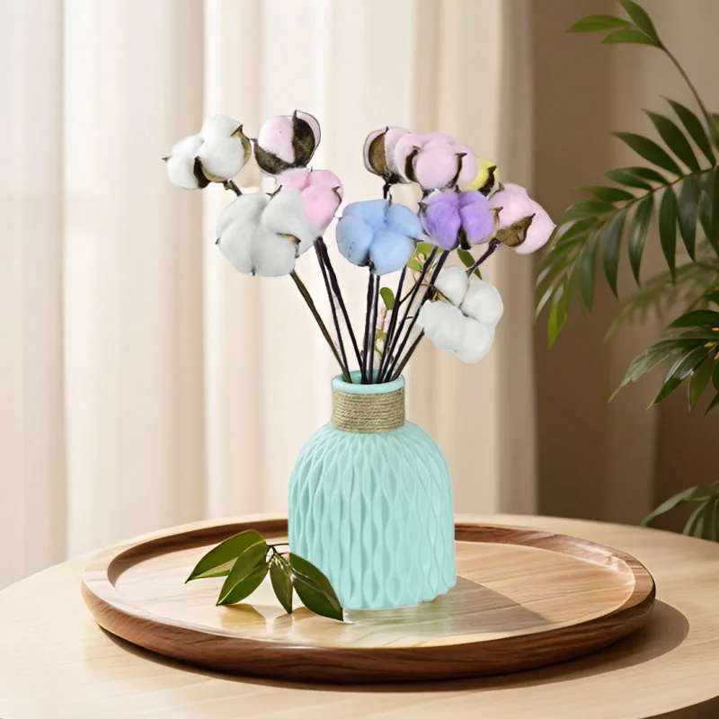 2pcs Decorative Vase Creative and Fall proof European Plastic Colored Decorations, Decorative Wet and Dry Dual Use Products