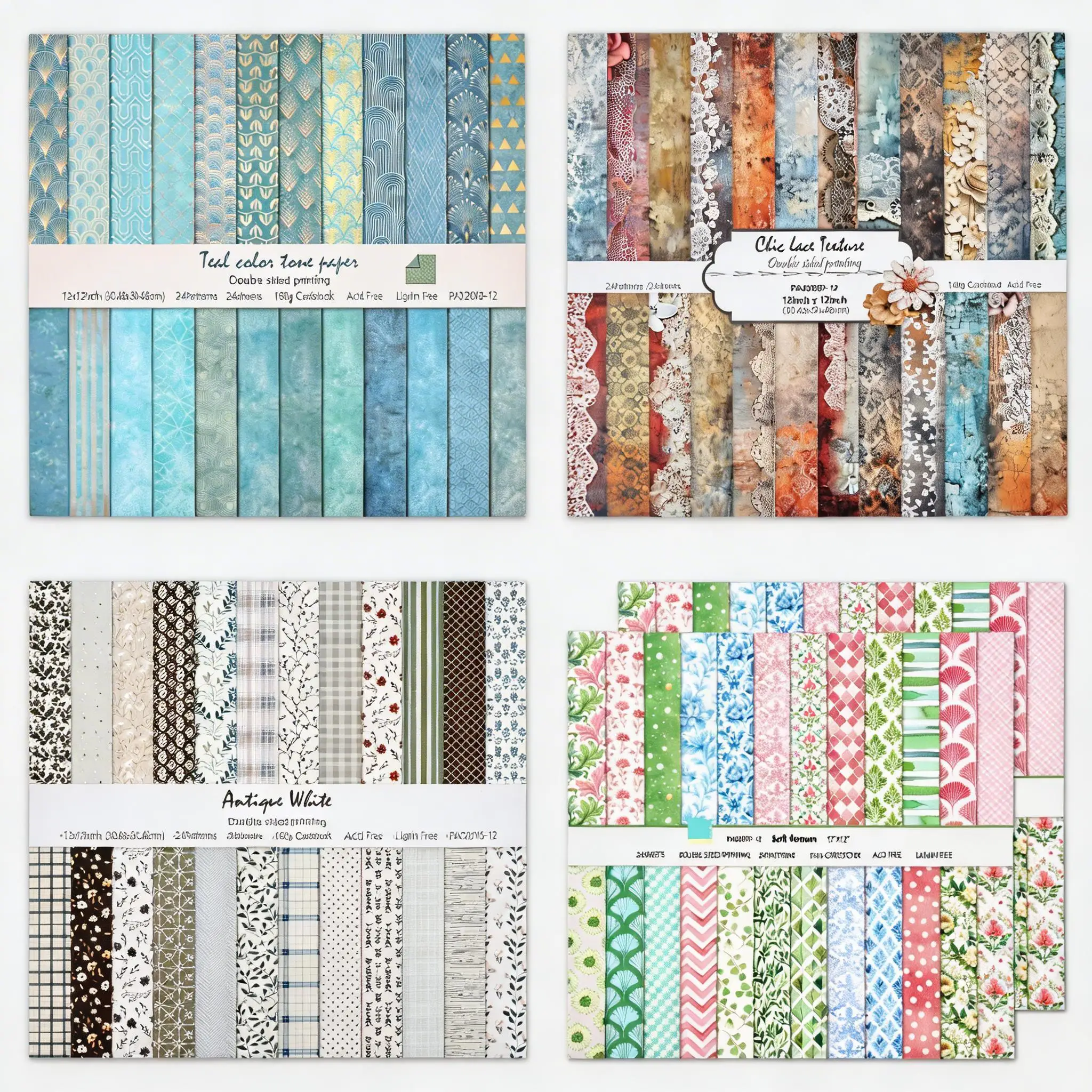 

24/48 шт. Двусторонняя бумага для скрапбукинга, для творчества, коллажей, декоративная фоновая бумага для дневников, 12x12 дюймов