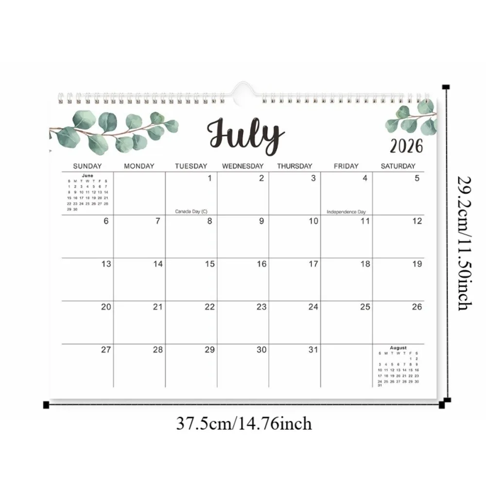 Schedule Planner 18 Months Leaf Pattern Calendar Coil Binding Square INS Coil Calendar Minimalist Portable Wall Calendar Office