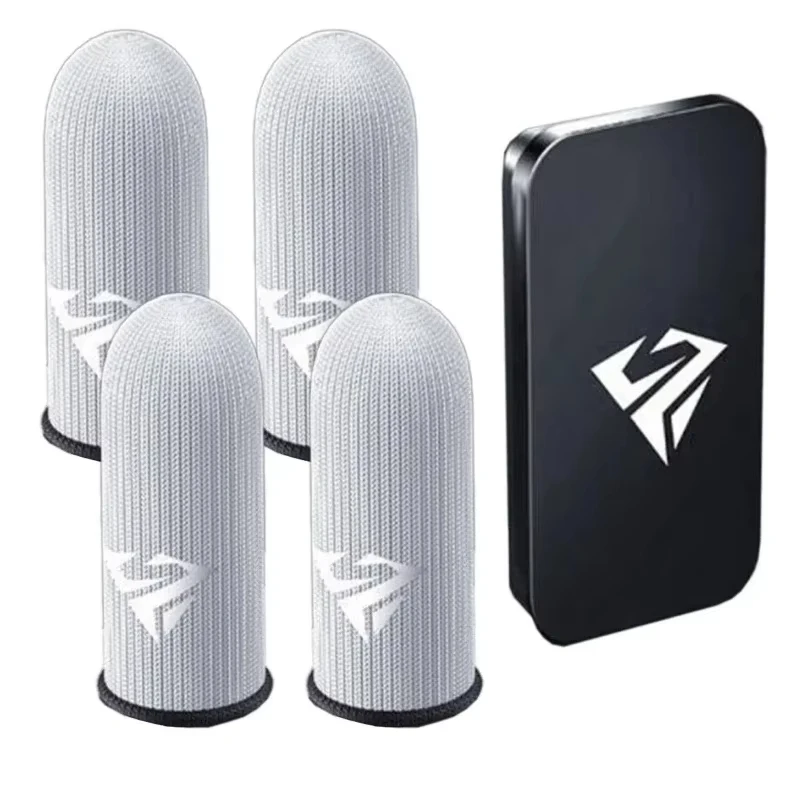 2 Paar Gamer-Fingerhüllen für mobiles Gaming, schweißabweisend, atmungsaktiv, aus Silberfaser, rutschfeste Touchscreen-Fingerabdeckungen. – Detail 4