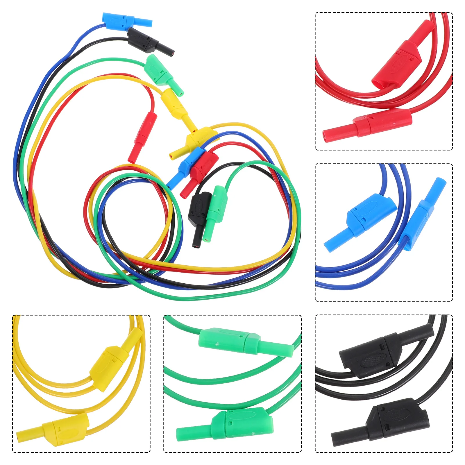 

5Pcs Banana Plug Test Cable Set Insulated Lead Wire for Electronic Testing Laboratory Multimeter Measurement 5 Colors