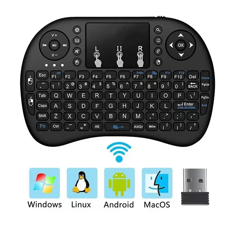 I8 Draadloos Toetsenbord 2.4Ghz Mini Engels Russische Touchpad Toetsenbord Antenne Muis Afstandsbediening Laptop Tv Box Projector