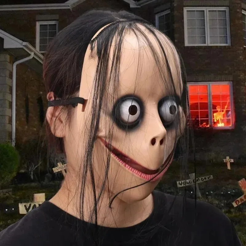 Nueva máscara de payaso aterrador de terror de Halloween para adultos y niños, disfraz de Cosplay, accesorio de fiesta, decoración de Casa Encantada ligera de cara completa