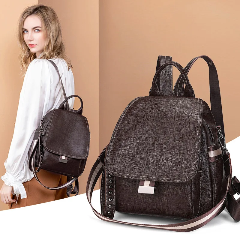 Retro Stylish Women's Backpacks Anti Theft Girl's School Bag Large Capacity LadiesTravel Bags Female Backpacks
