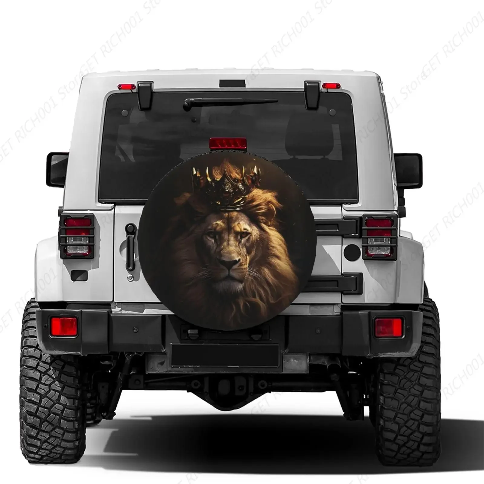 Brave Lion With Crown Spare Tire Cover Dust-Proof Wheel Tire Cover Fit Trailer, Rv, Suv And Many Vehicle 14inch