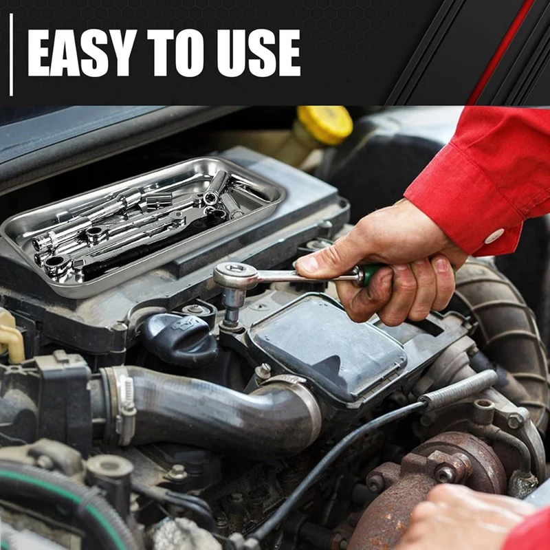 A74E-3-częściowy uchwyt na tacę magnetyczną, zestaw magnetycznych tac na części, zagęszczona taca, stal nierdzewna, tace na narzędzia do śrub, śrub, nakrętek