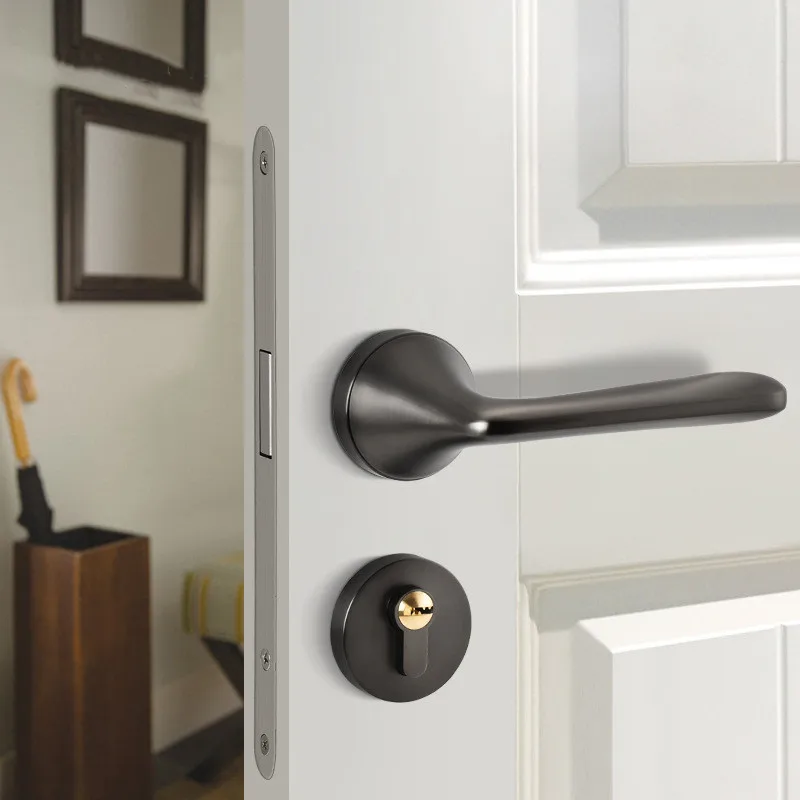 

Modern Door Handles for Interior Doors Nickel Grey Door Lever Set Wood Door Handle Lock Interior Door Lock