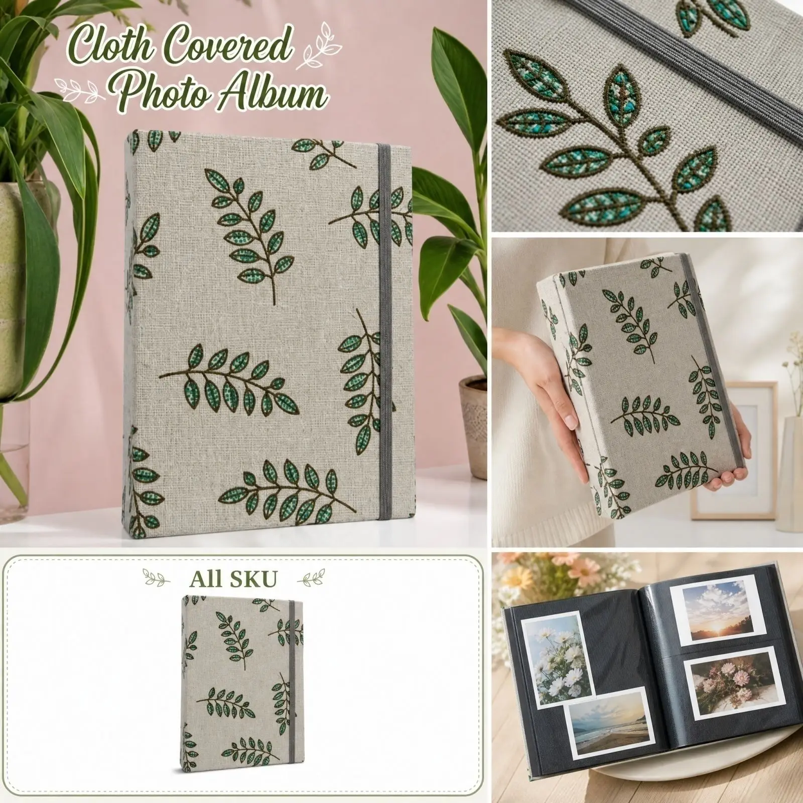 Linen Printed Photo Album Book, 100 Pockets 4×6 Inch, Memory Album for Wedding, Baby, Family and Anniversary Collection