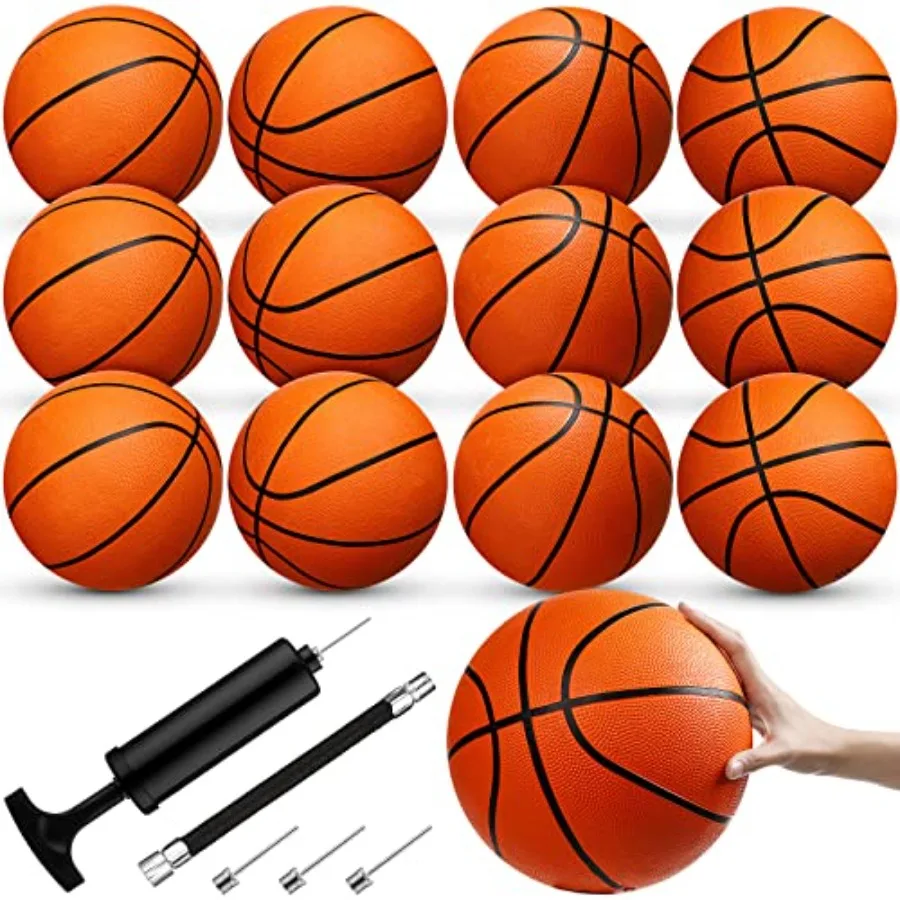 

Basketball Bulk 12 Pcs 29. 5" Official Size 7 Rubber Basketball with Air Pump for Adult Youth Outdoor Indoor Training Swimming