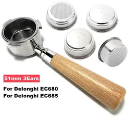 Bottomless Portafilter for Delonghi EC680 EC685,Pressurized Filter Basket,51mm Filter,Espresso Coffee Maker,Barista Tools