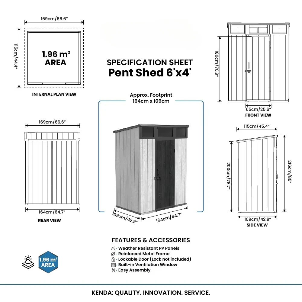 Customize Series 6x4 ft Pent Storage Shed - High-Density Nesting  Level 11 Typhoon Resistant