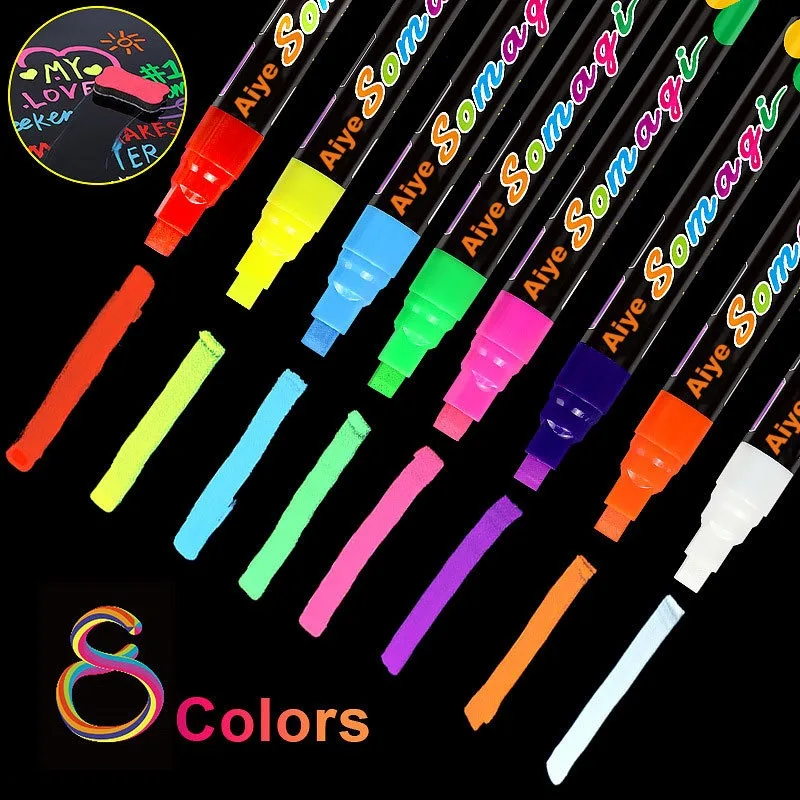 8 Colors Liquid Erasable Chalk Markers Pens Washable & Wet Erase Neon Art Makers for Blackboard Chalkboard Signs Glass Window