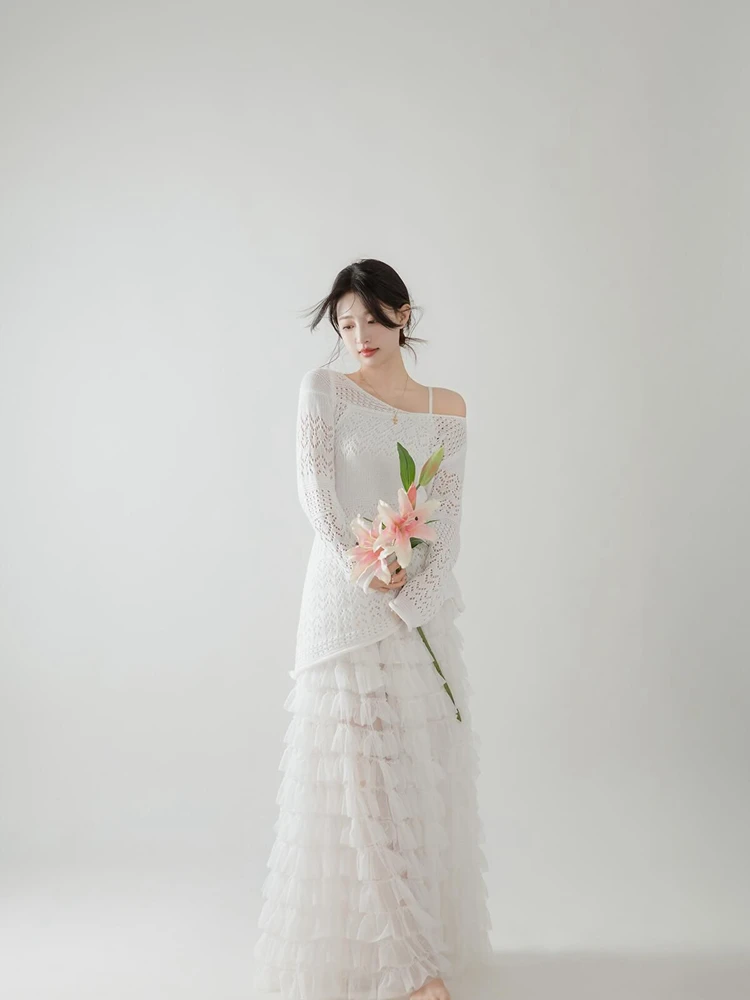 

Новая белая одежда в корейском стиле для девочек, создающая ощущение свежести, для портретной и художественной фотосъемки в студии