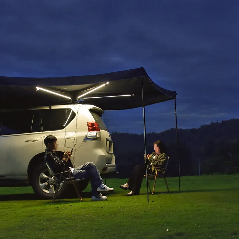 

360 Degree Car Awning 2.5M,Standing SUV Truck Canopy 360 Degree Outdoor Waterproof Car Awning Sun Shelter,LED Light