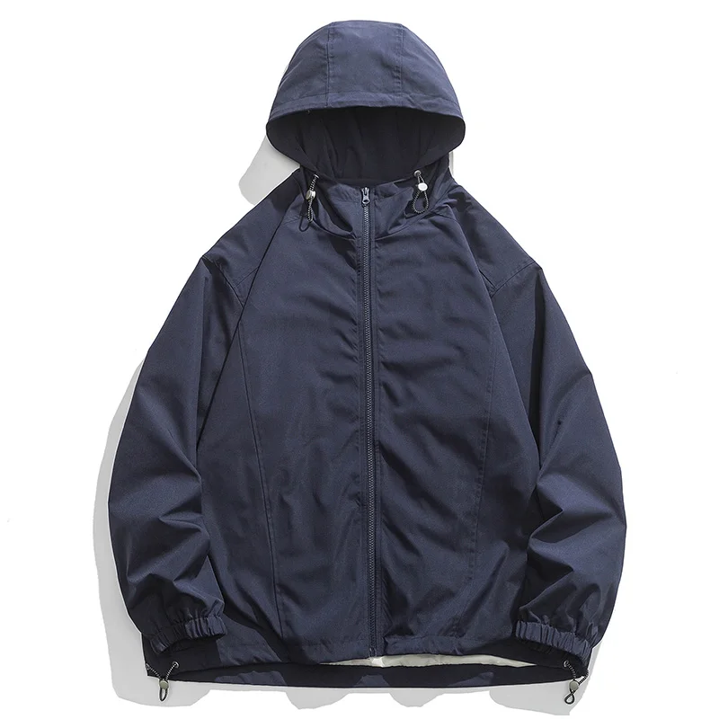 Windbreaker coat Men's Autumn Jacket New Fashion Quality Hooded Solid Camping Jacket  Custom
