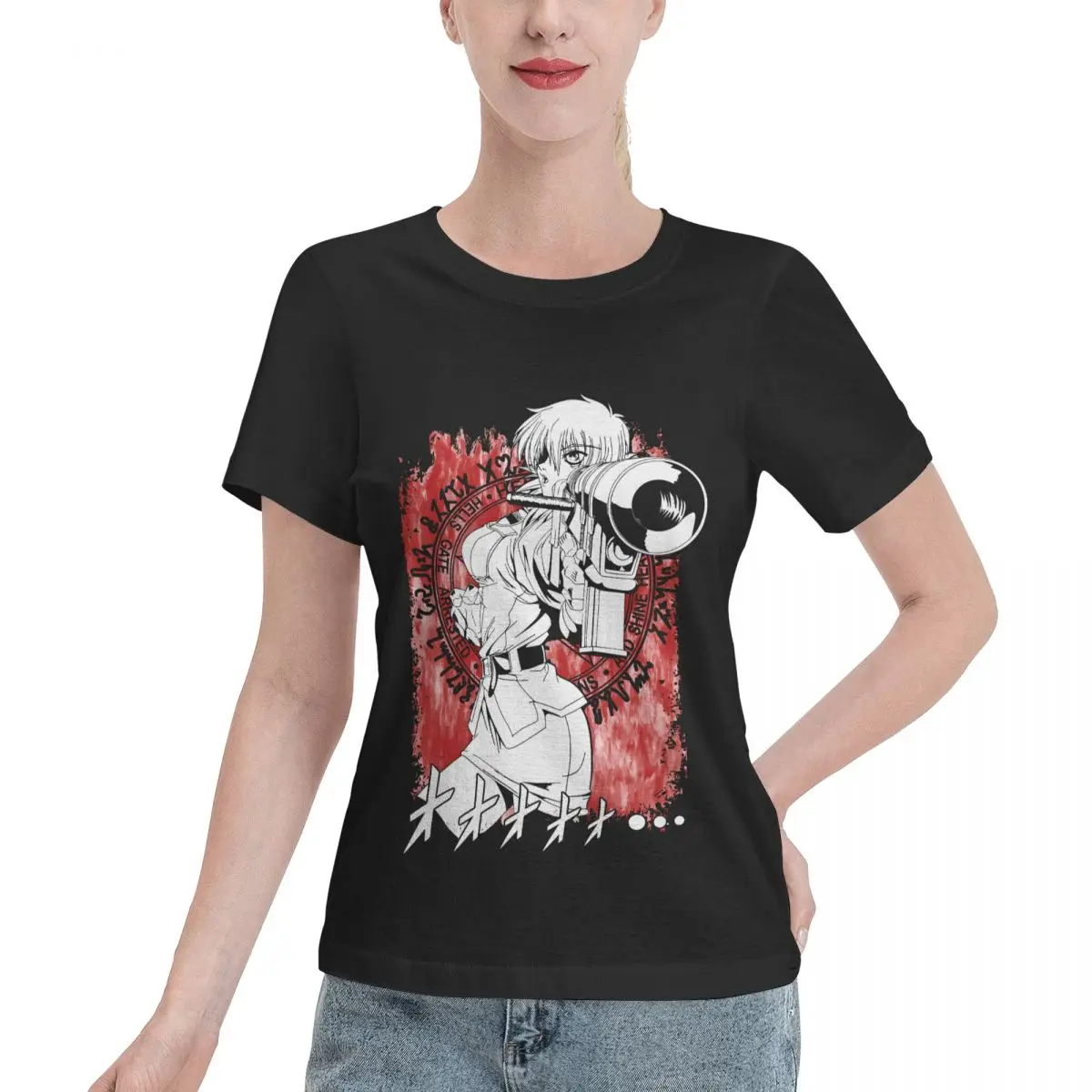 Popular On Social Hellsing Seras Victoria Anime Girl Women's T-shirt Inner Wear Wholesale Blank Tee