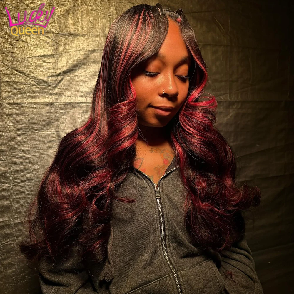 14A Upgrade Real Human Hair Wig Highlight Pink 13x6 13x4 Hd Lace Front Human Wig For Women Pre Plucked Body Wave Glueless