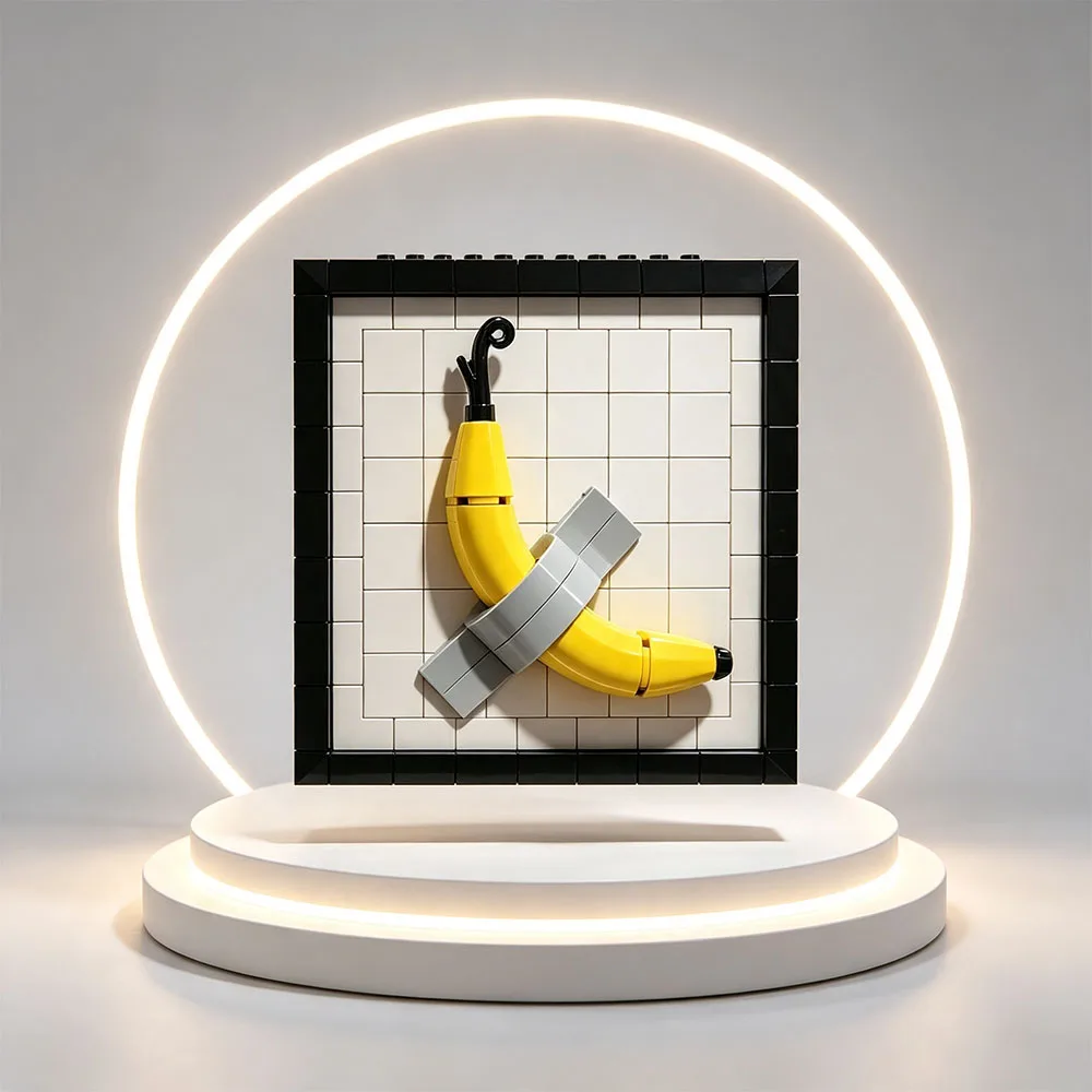MOC Banana Photo Frame Maurizio Cattelan Comedian Banana Tape Wall Building Blocks Brick Collectible Model Desk Decor Art Gift