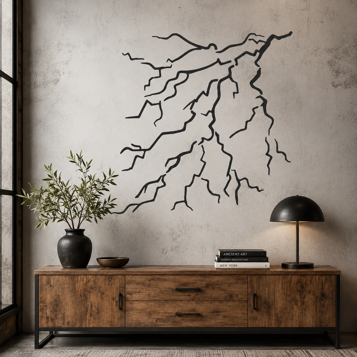 12x12in Lightning Stencil Reusable Crack Storm Pattern Painting Template for Wall Wood Fabric Furniture Floor Canvas DIY Decor